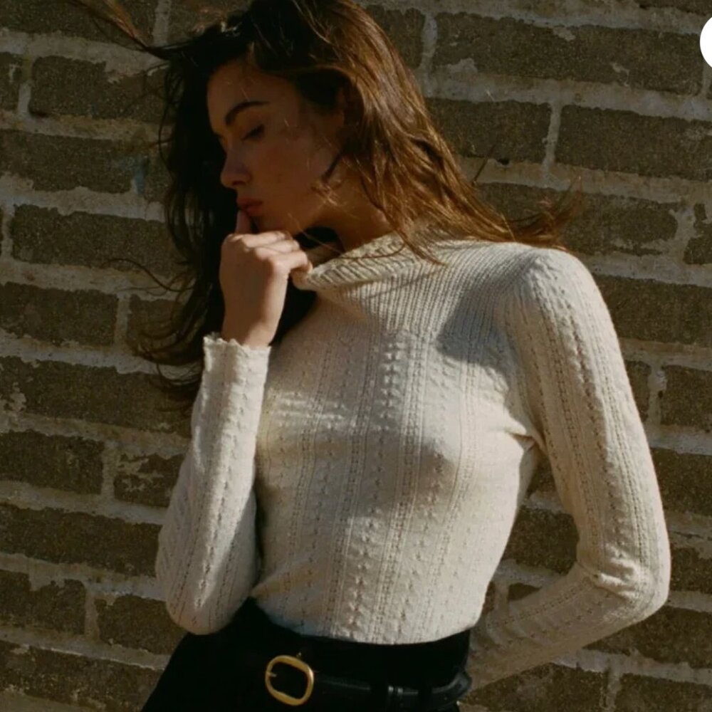 Doen Minou Turtleneck, Cream, Size XS